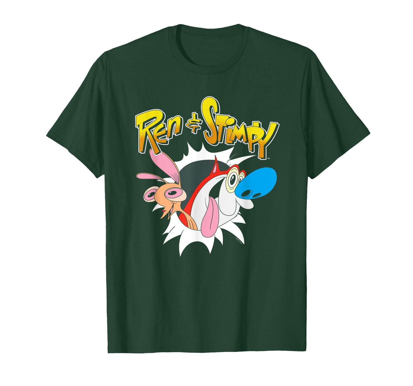 Ren and Stimpy Breaking Through Show Logo Funny Cartoon T-Shirt