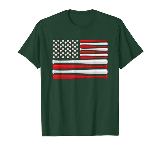 Classic American Baseball Flag - Vintage Baseball Flag T-Shirt