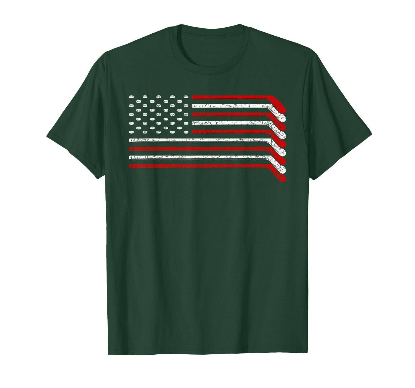 US Flag Hockey Stick Patriotic American Hockey Player Hockey T-Shirt