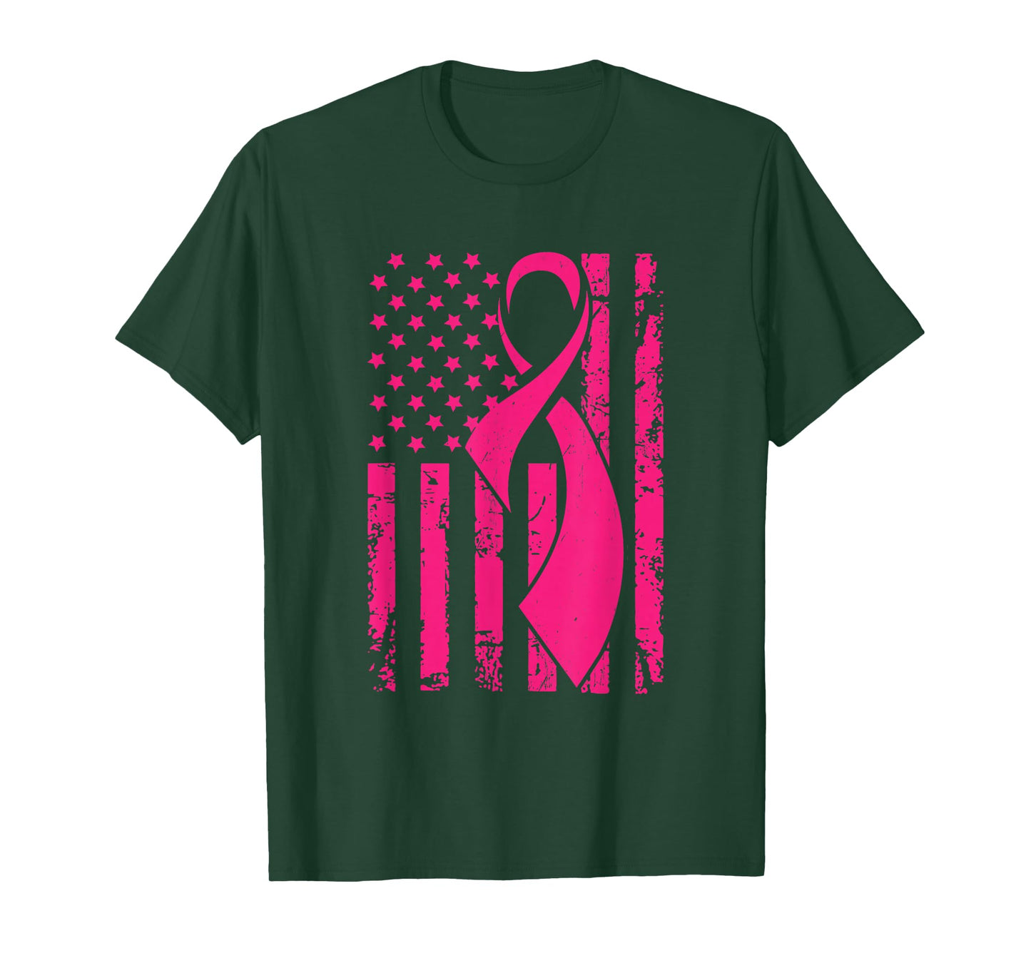 American Flag Distressed Breast Cancer Awareness T-shirt T-Shirt