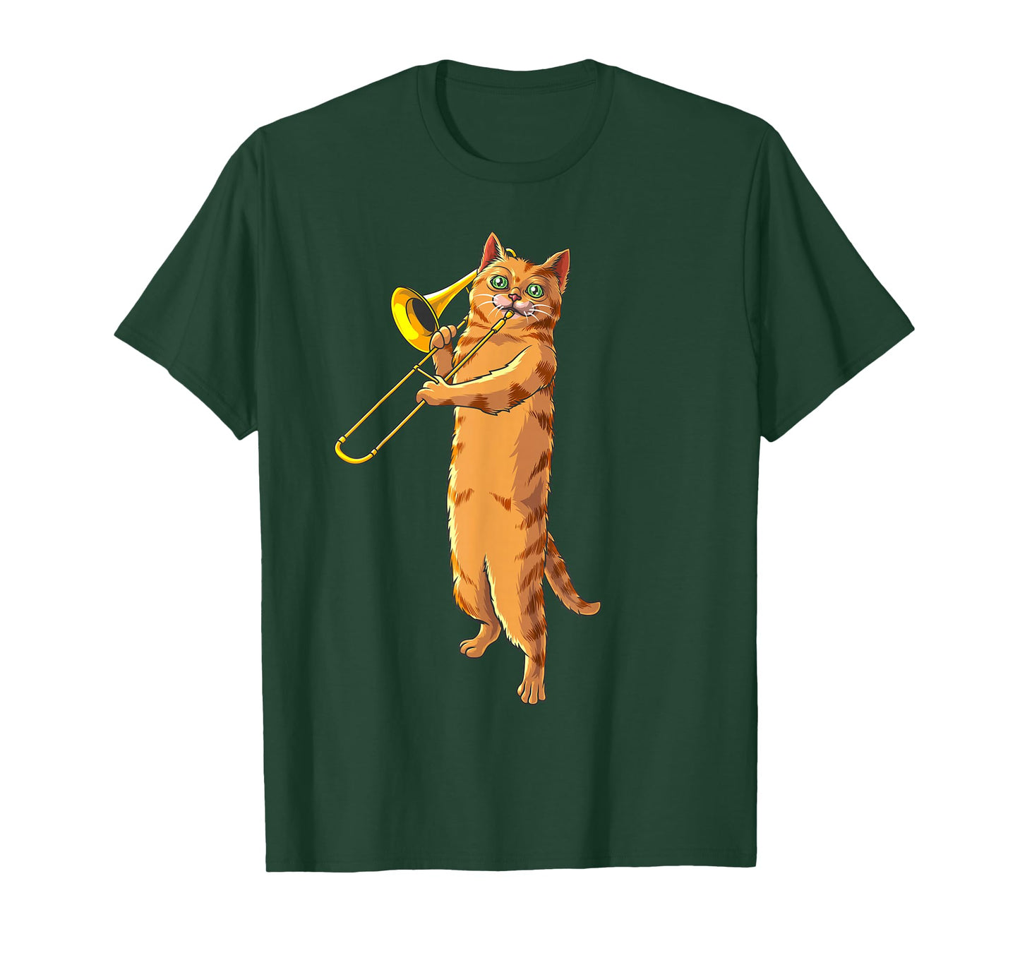 Funny Cat Playing Trombone Gift | Cool Kitten Musician Fan T-Shirt