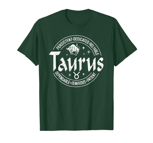 Taurus Virtues Vintage Style Zodiac Design, Taurus T-Shirt