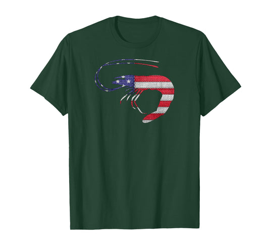 Patriotic Shrimp Love American Flag Vintage Funny Gift T-Shirt for Women Kids Men