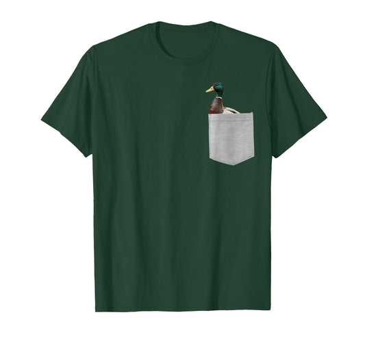 Animal in Your Pocket Funny Mallard Duck peeking out T-Shirt