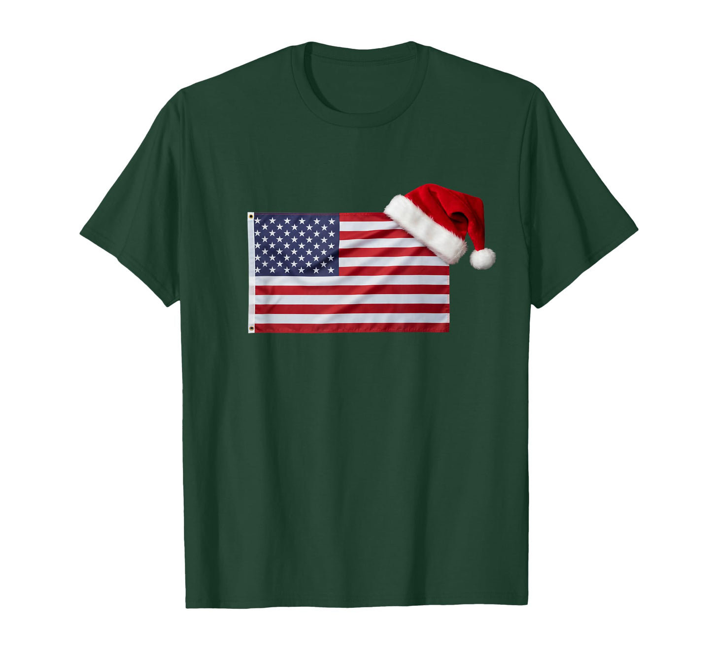 American Flag Santa Hat Funny Patriotic Christmas USA T-Shirt
