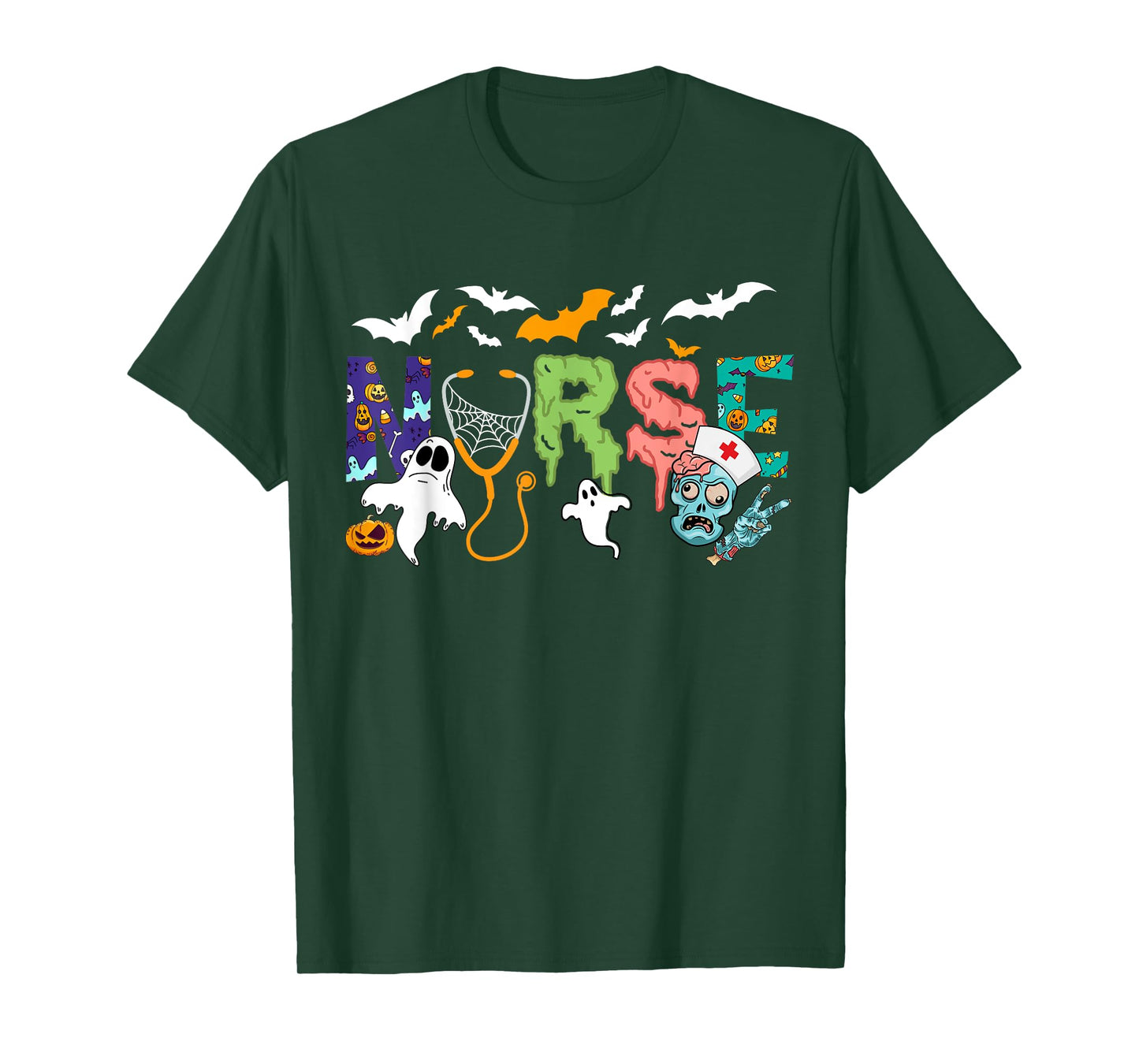 Cute Halloween Nurse Nursing Zombie Halloween Pattern T-Shirt