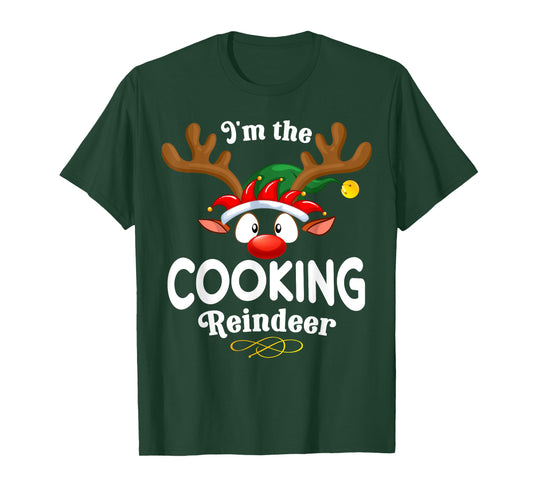 Christmas PJS Cooking XMas Reindeer Matching T-Shirt