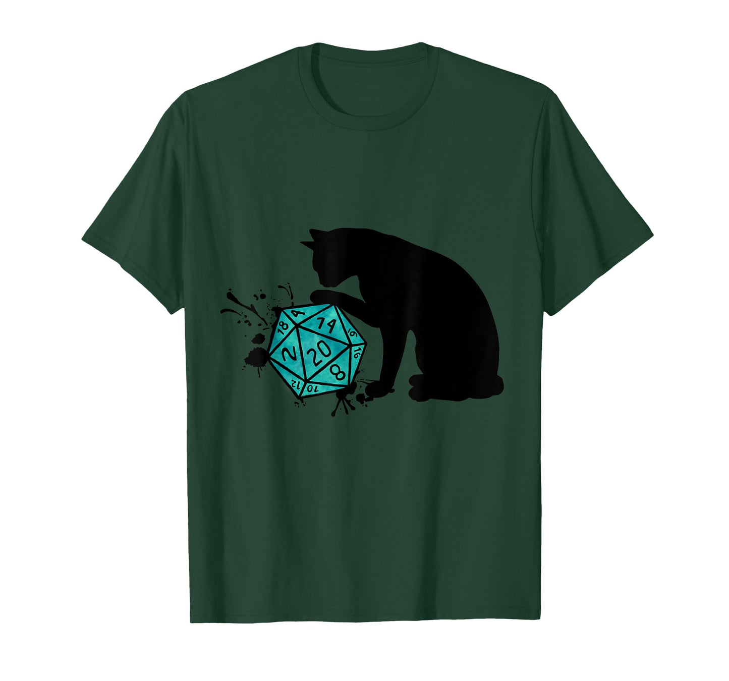 Nerdy Cat with D20 Cube - Cat Lovers T-Shirt