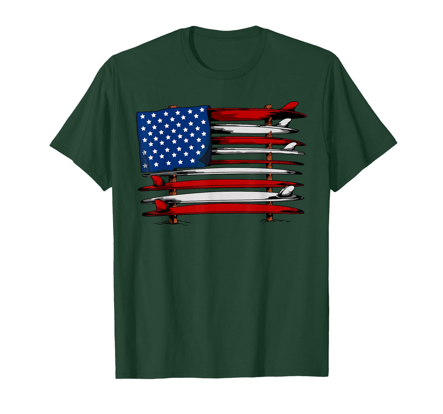 Surfboard USA American Flag Vintage Surfing Surf Surfer Dude T-Shirt