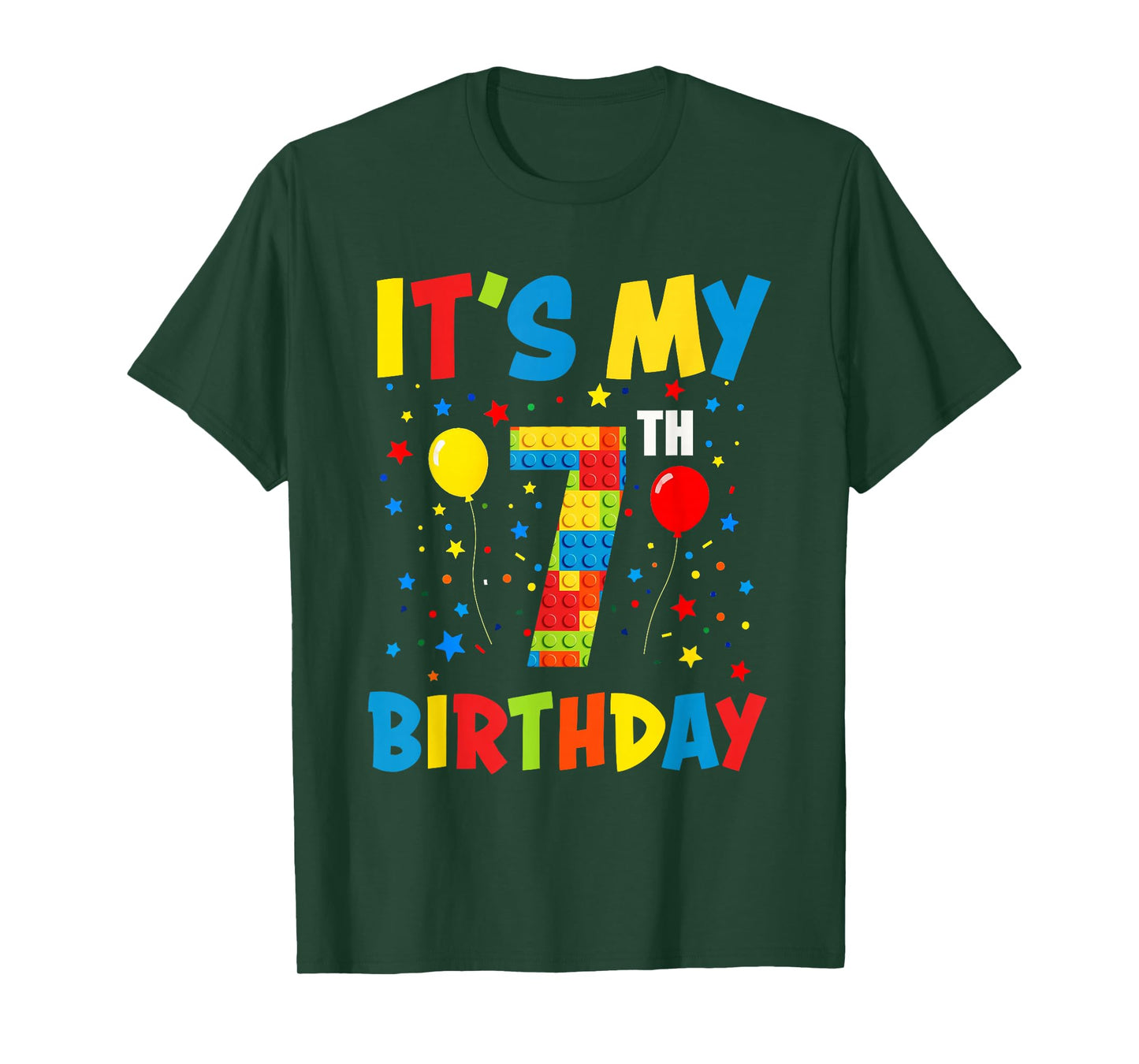 It’s My 7th Birthday 7 Year Old Building Blocks Kids Boys T-Shirt