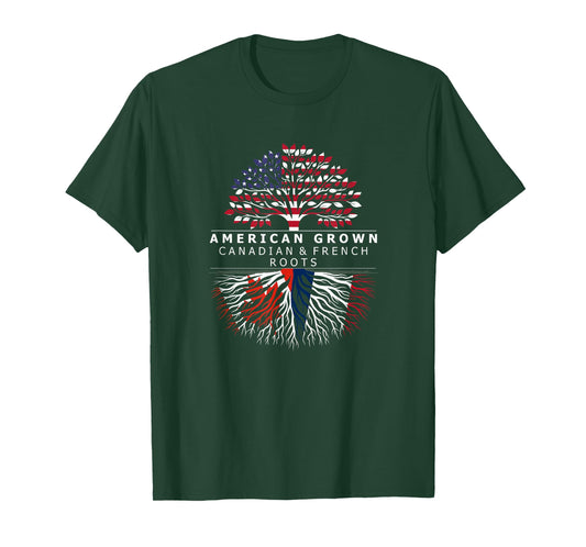 American Grown with Flag Heritage Canadian French Roots T-Shirt