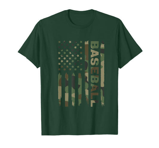 Baseball American Flag Camo T-Shirt