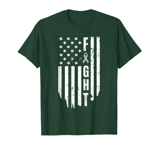 Patriotic US American Flag Fight Brain Cancer Awareness T-Shirt