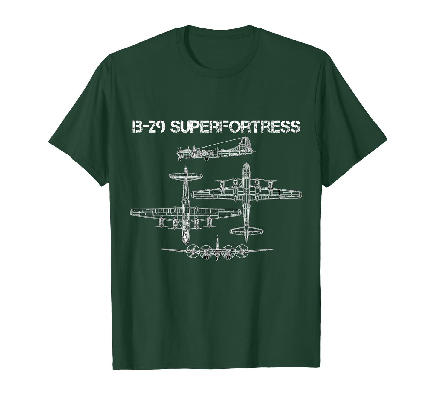 B-29 Superfortress WW2 Heavy Bomber Aircraft Blueprint T-Shirt
