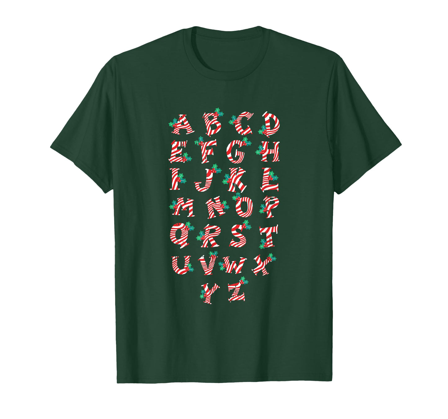 Christmas Alphabet Candy Cane X-Mas Holiday Teacher T-Shirt for Men Women Kids