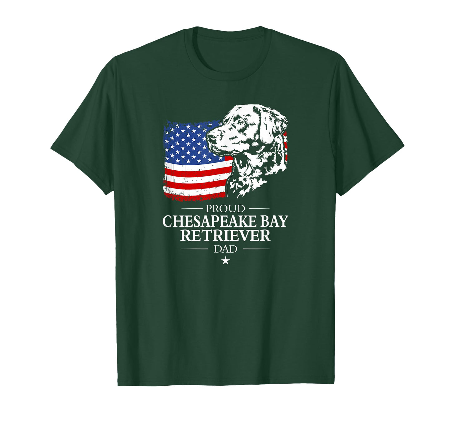 Chesapeake Bay Retriever Dad American US Flag Patriotic Dog T-Shirt