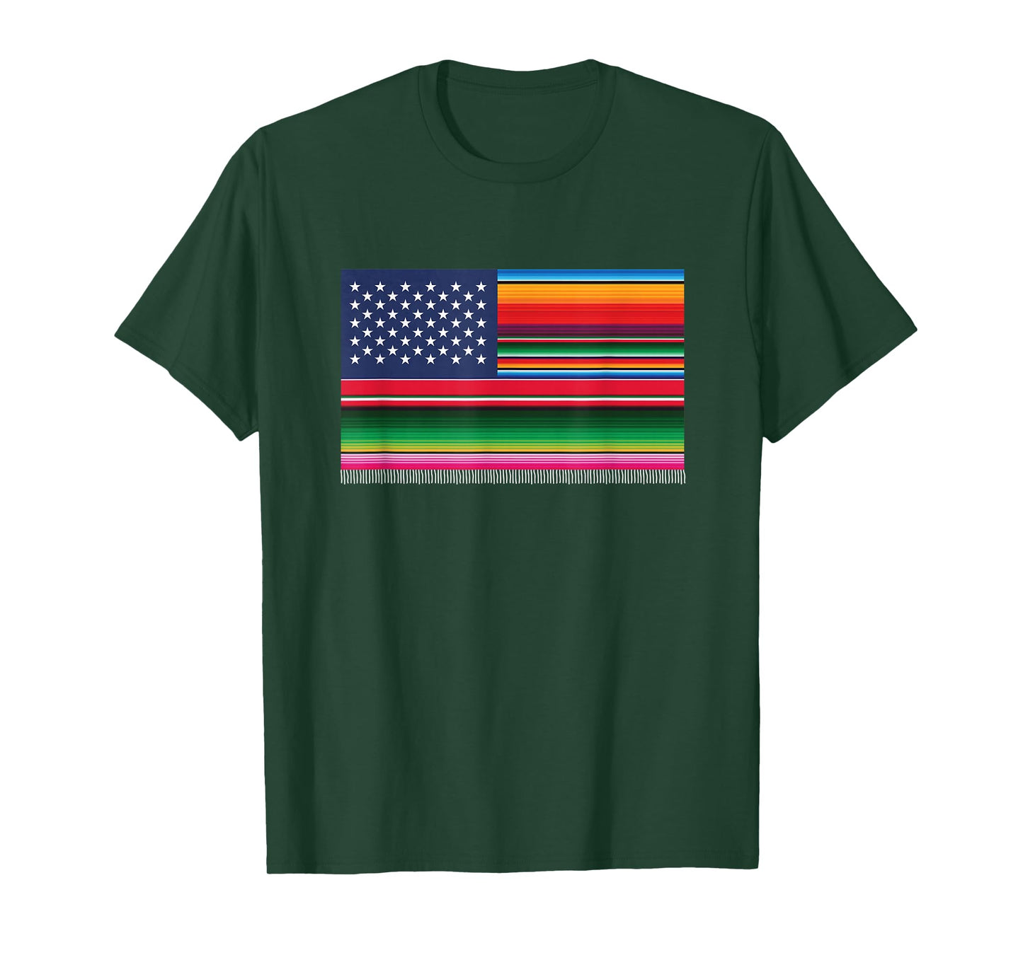 American Serape Blanket Striped Flag for Hispanic Chicano T-Shirt