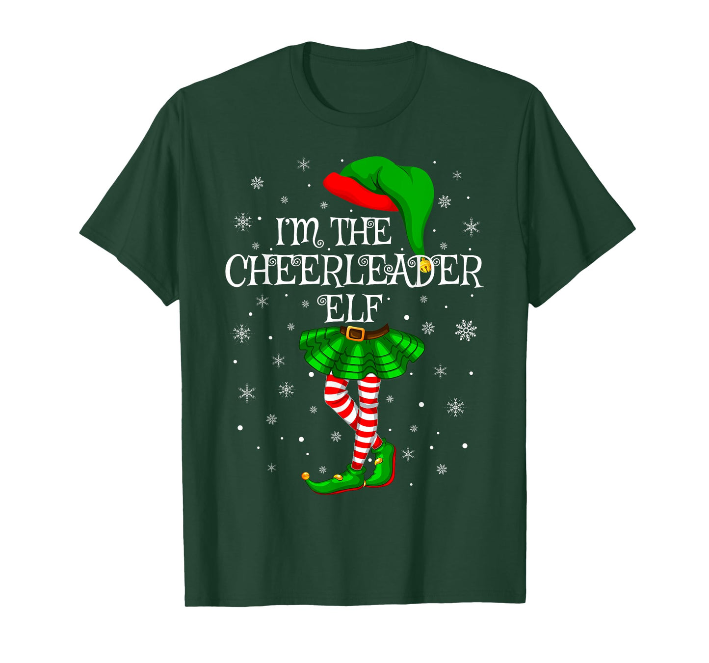 Cheerleader Elf Christmas Matching Family Women Girls Elf T-Shirt