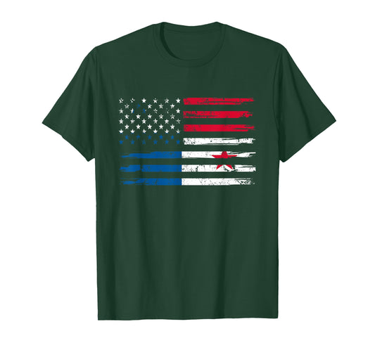 Half American And Panamanian Panama Usa Vintage Flag Men T-Shirt