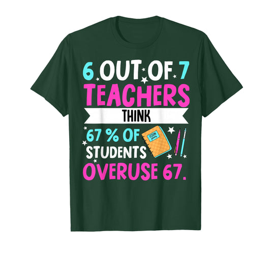 6 Out of 7 Teachers Think 67% of Students Overuse 67 T-Shirt