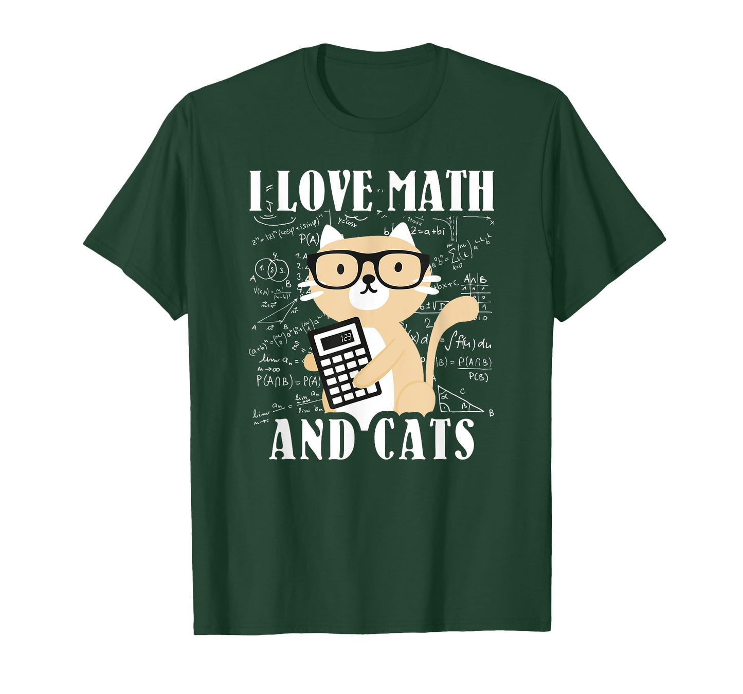 Math Kitty Cat I Love Math And Cats Mathematics Math T-Shirt for Men Women Kids