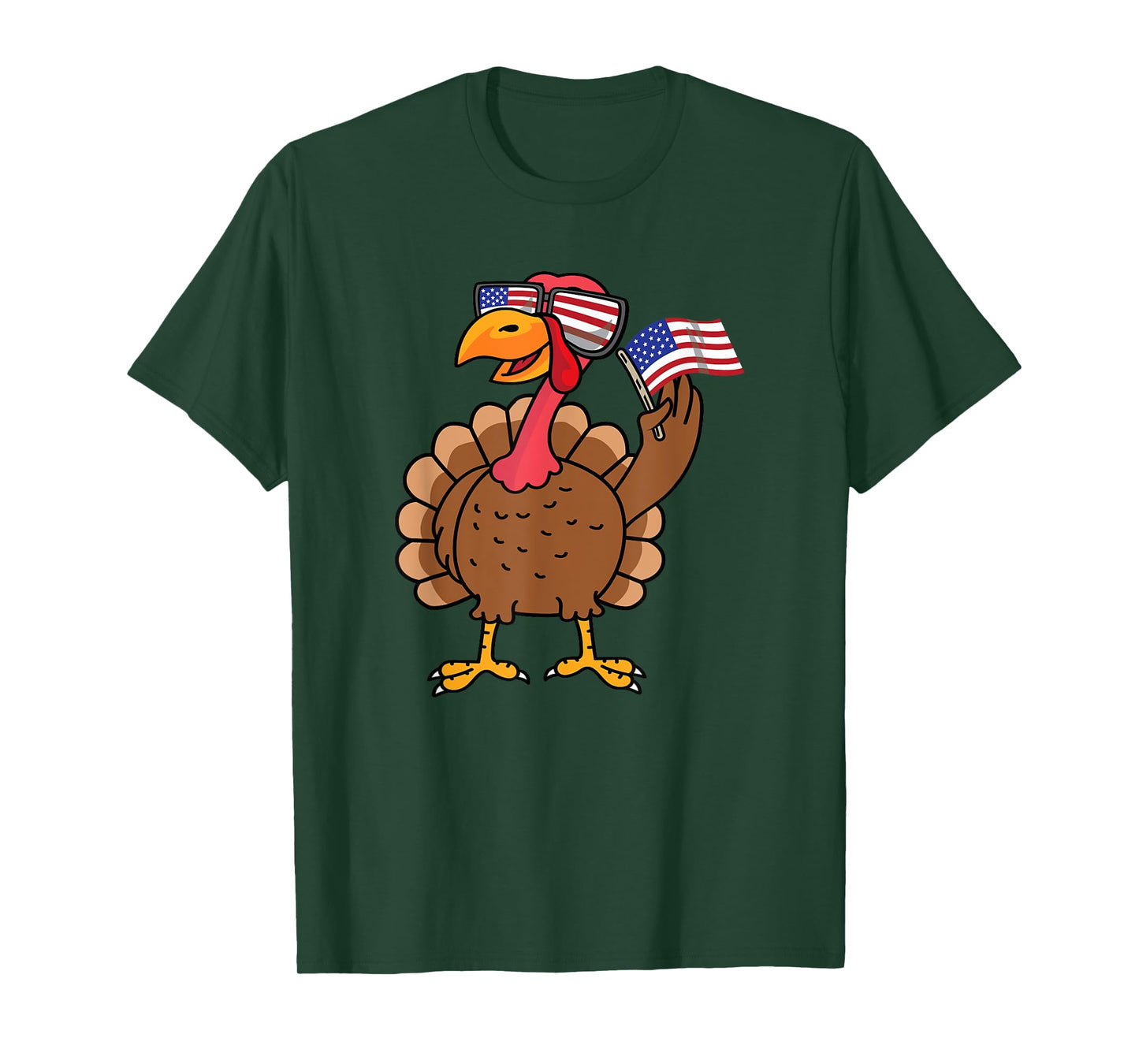 Thanksgiving Turkey USA Flag T-Shirt
