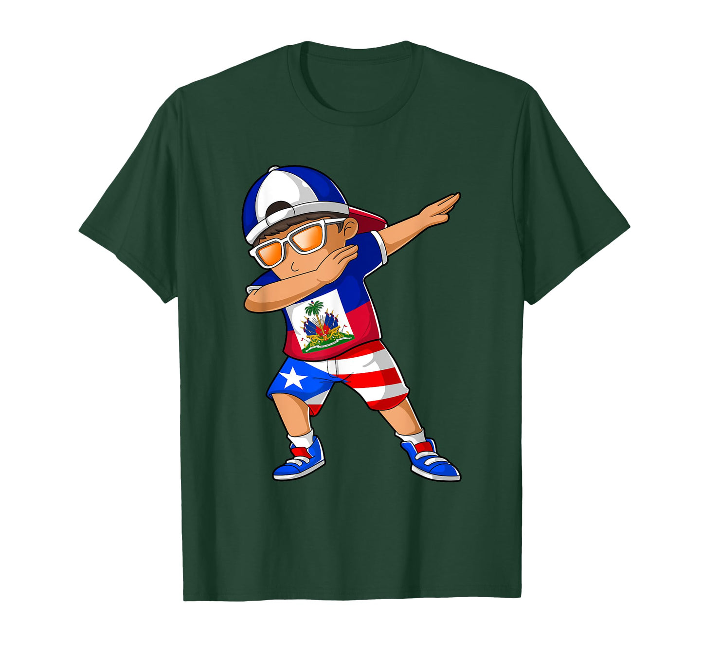 Half Haitian Half Puerto Rican Boy Haiti Puerto Rico Flag T-Shirt