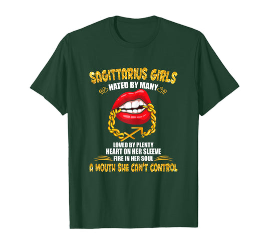Sagittarius Girl Sexy Lip Bite Gold Zodiac Sign For Birthday T-Shirt
