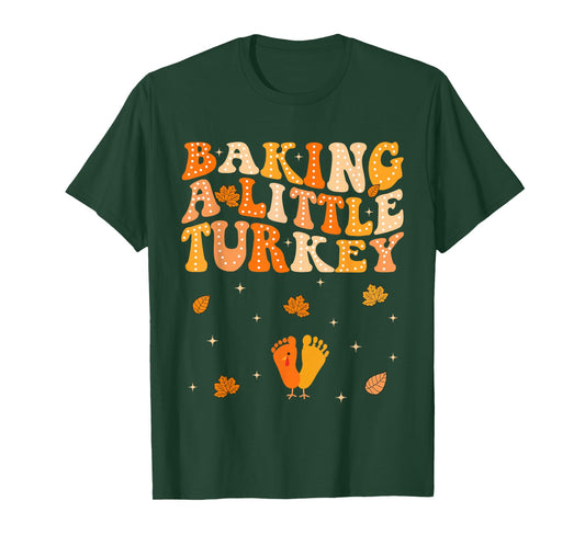 Baking A Little Turkey Thanksgiving Pregnancy Announcement T-Shirt