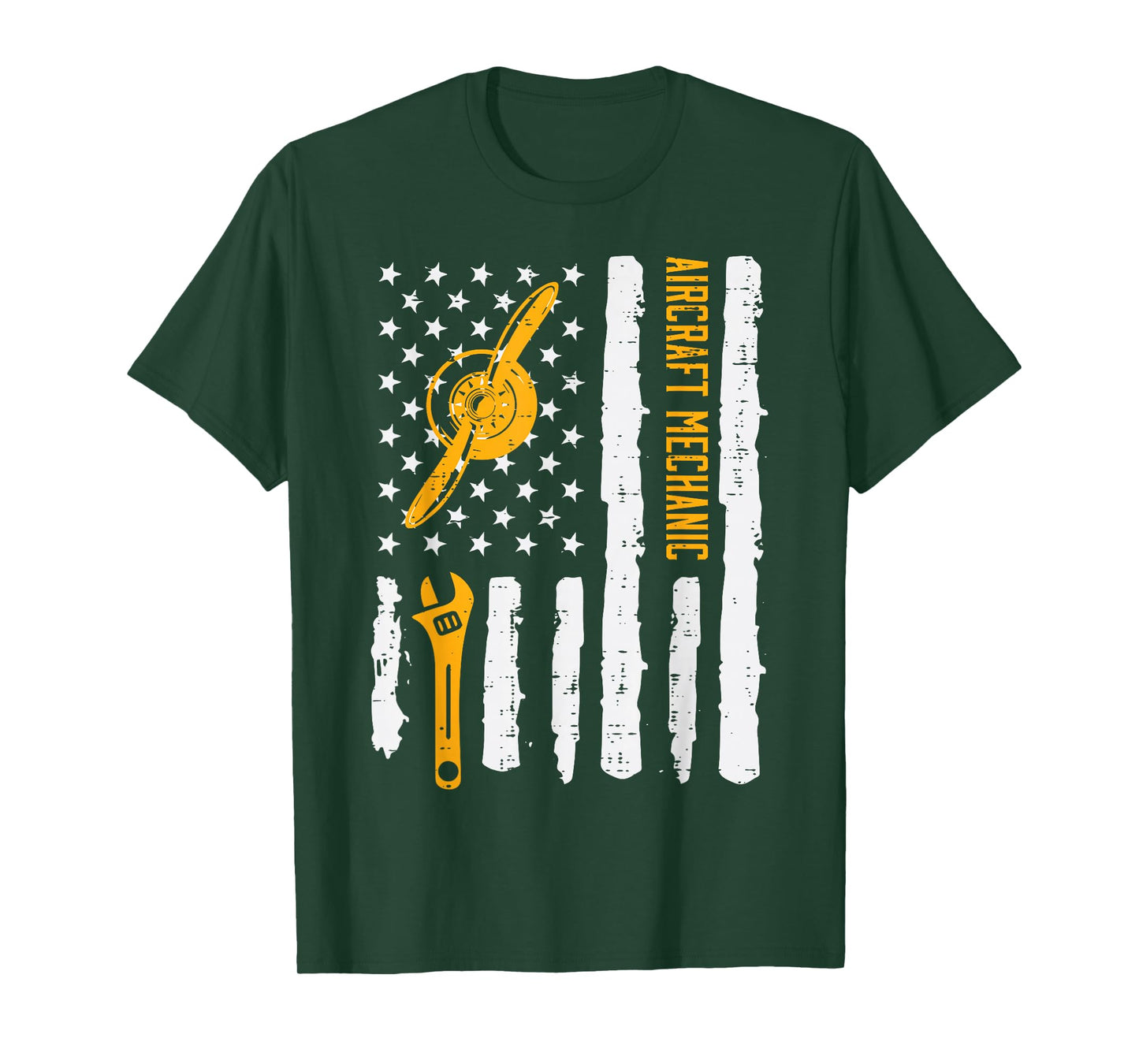 Aircraft Mechanic US Flag 4th Of July Patriot Men Women Kids T-Shirt
