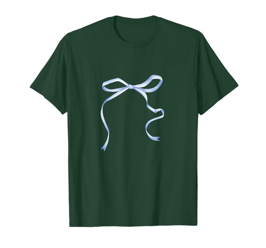 Cute Coquette Blue Bow Aesthetic Girl Women Pattern Decor T-Shirt