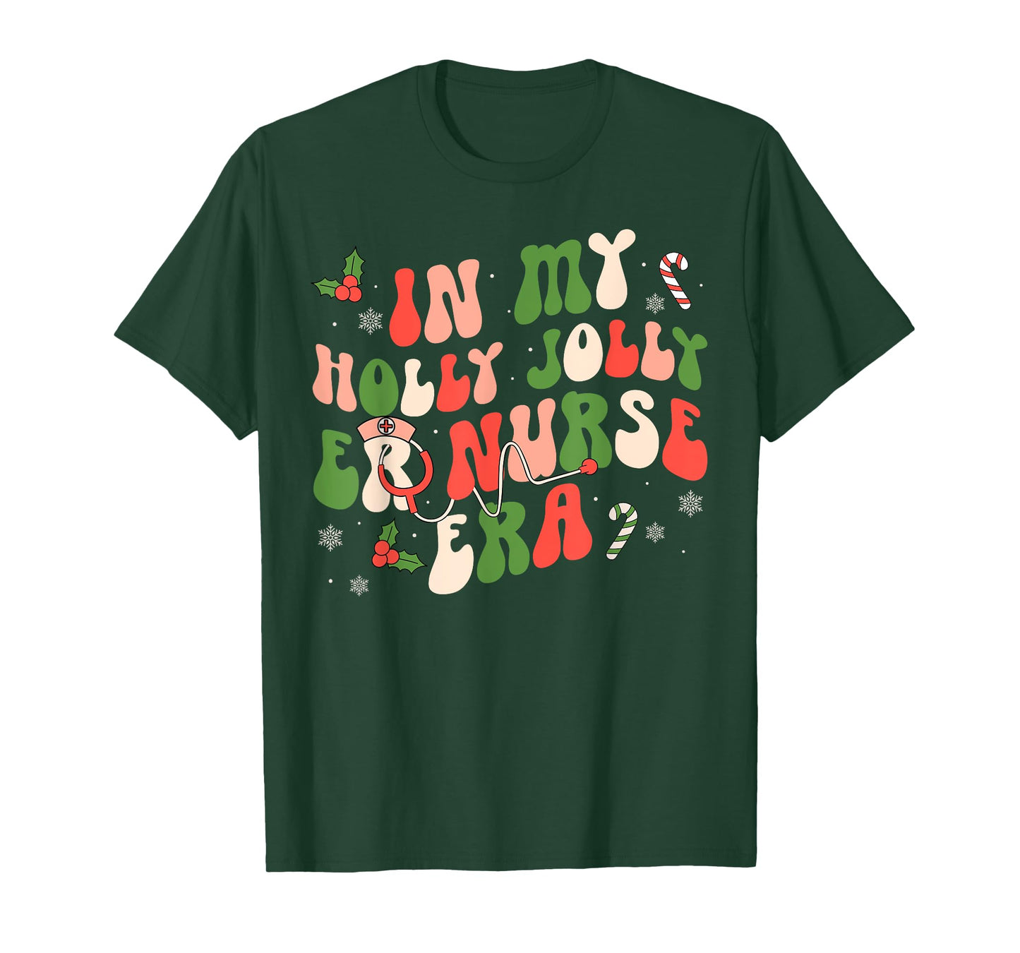 In My ER Christmas Era Emergency Room Registered Nurse Retro T-Shirt