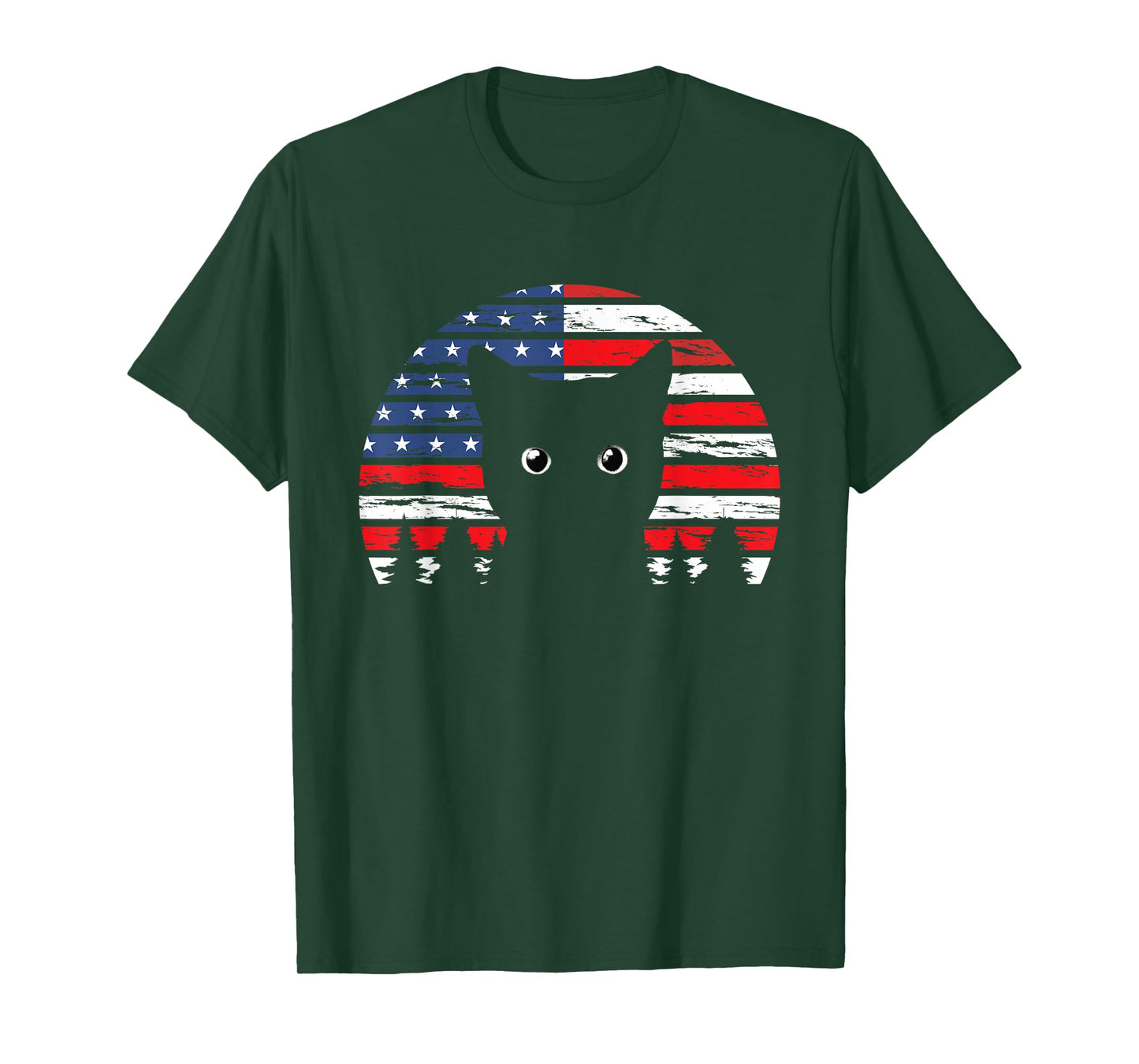 4th of July Cat Retro American Flag Patriotic Women Men Kids T-Shirt