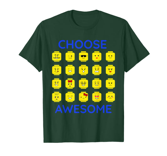 Choose Awesome Building Brick Faces Plastic Blocks Heads T-Shirt