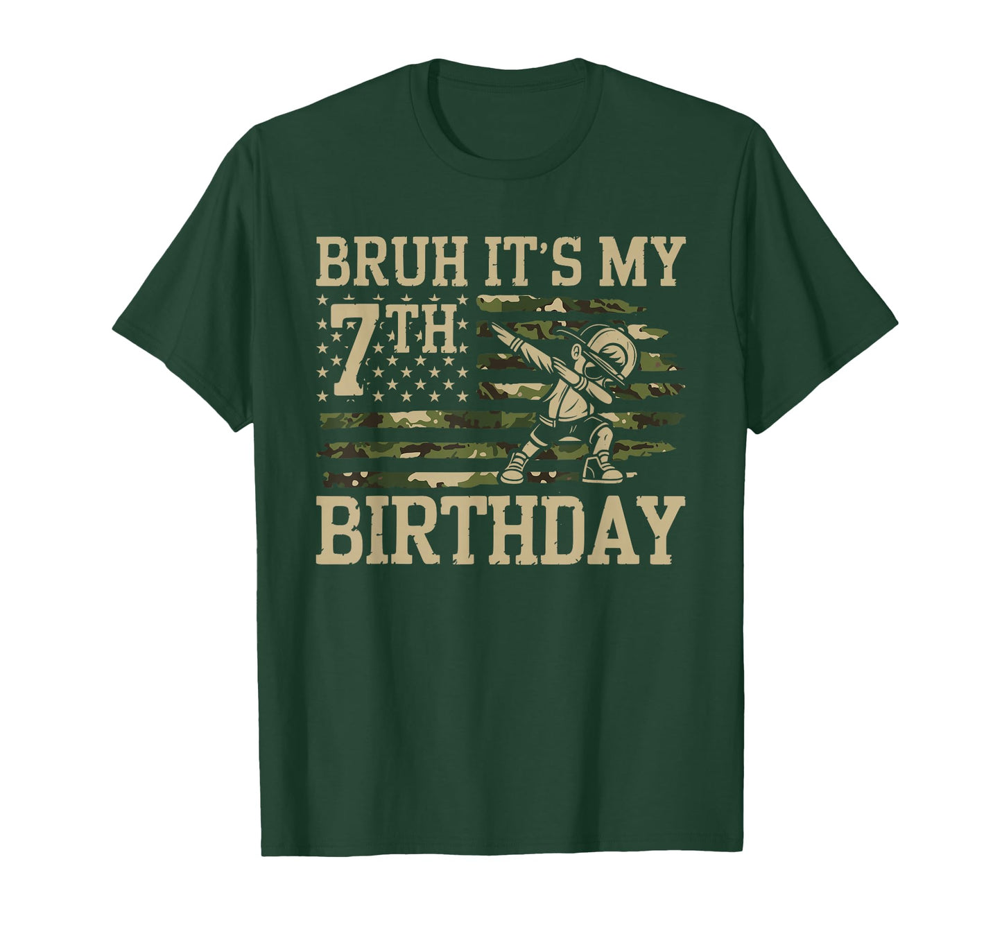 7 Year Old Dabbing Boy Bday Camo Bruh It’s My 7th Birthday T-Shirt