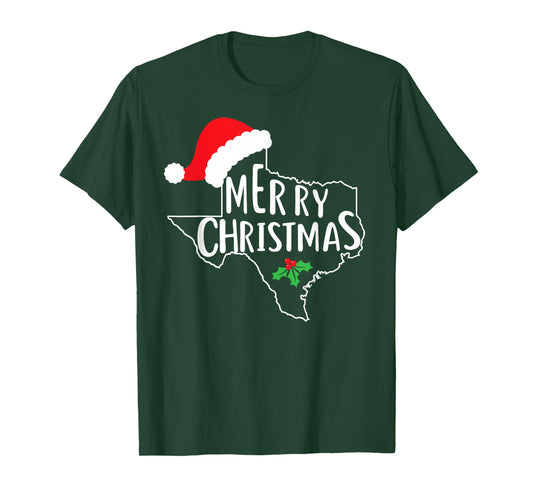 Texas State Merry Christmas Santa Hat America Cute T-Shirt