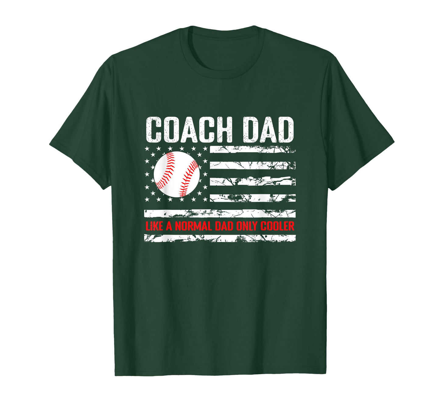 Baseball Coach Dad Like A Normal Dad Only Cooler USA Flag T-Shirt