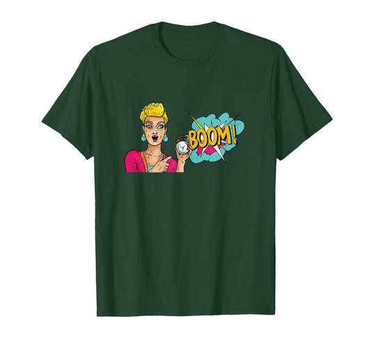 Comic Book Cartoon Women Boom Pop Art Print T-Shirt
