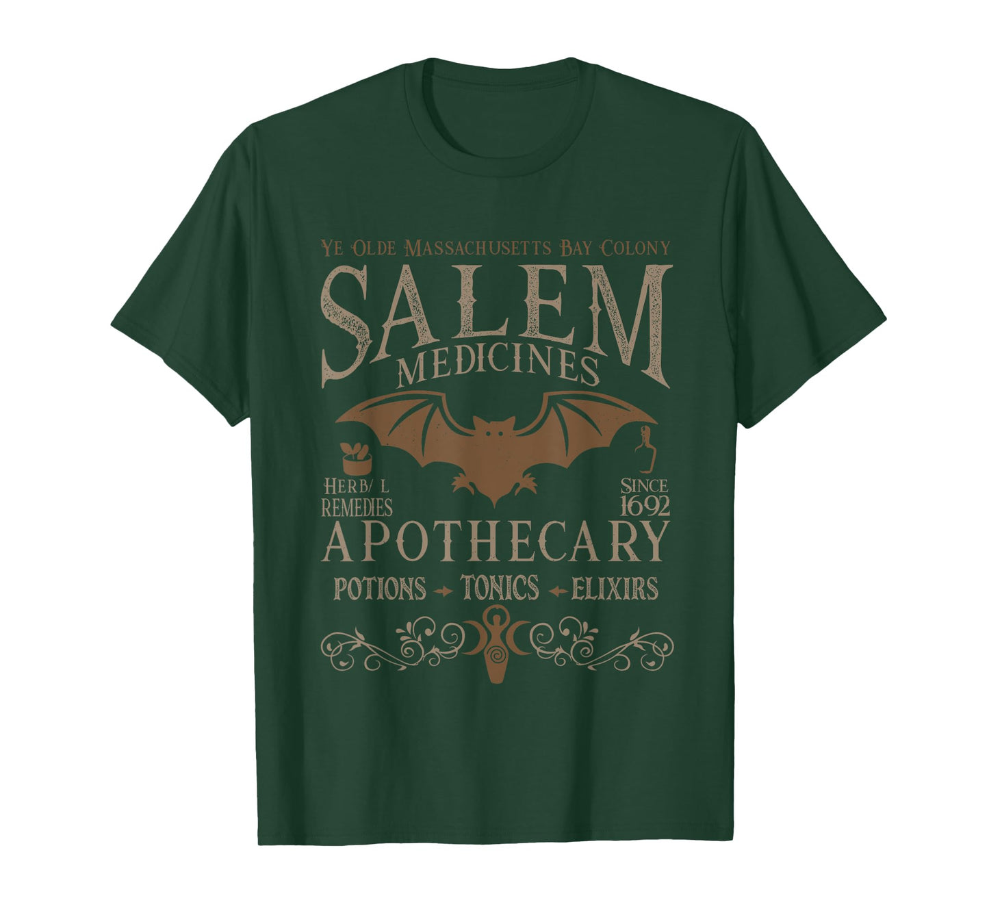 Retro Gothic Salem Witch Massachusetts Apothecary Halloween T-Shirt