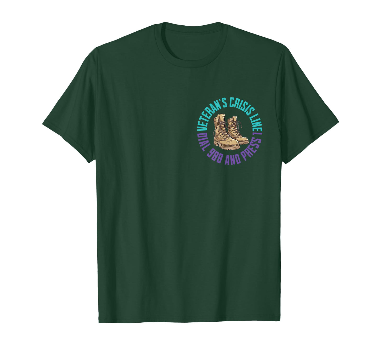 (2 Sided) Military Veteran Suicide Awareness Crisis Number T-Shirt