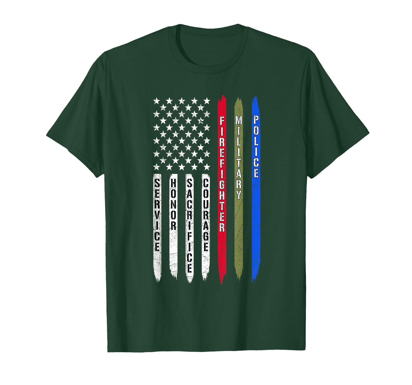 Police Military Fire Firefighter Thin Line Usa American Flag T-Shirt