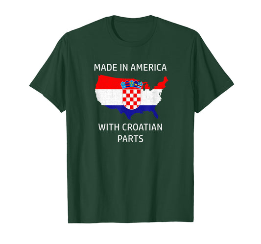 In America with Croatian Parts - Croatia and USA Pride T-Shirt