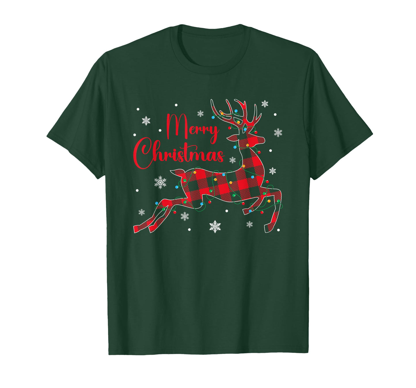 Christmas Pajamas Red Plaid Reindeer Buffalo Plaid Christmas T-Shirt