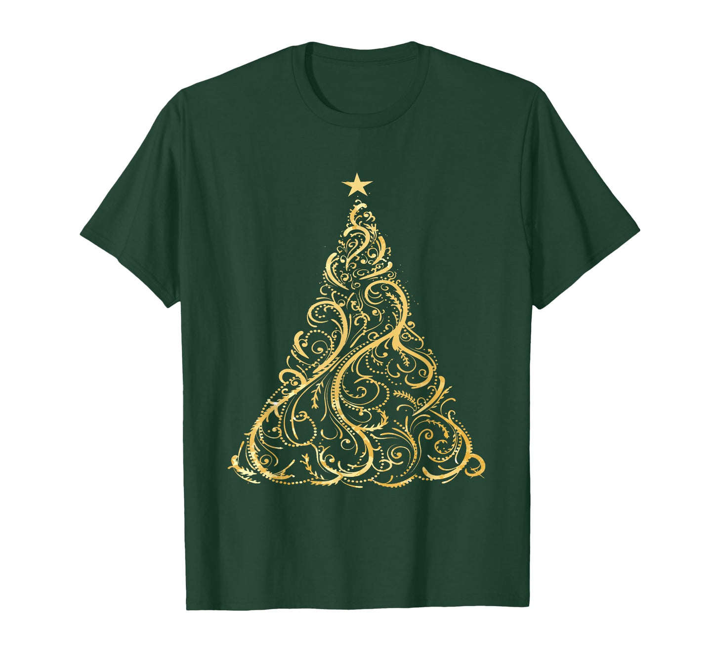 Christmas Tree Gold Deocrative Holiday Fashion T Shirt