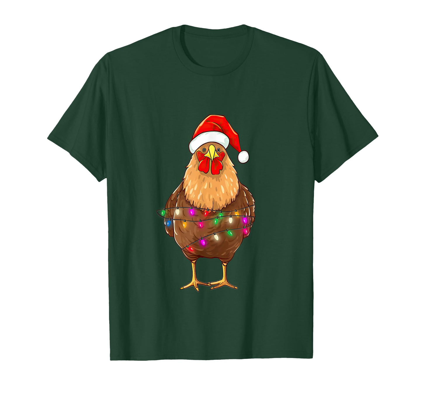 Chicken Christmas Lights Chicken Santa Farmer Xmas T-Shirt