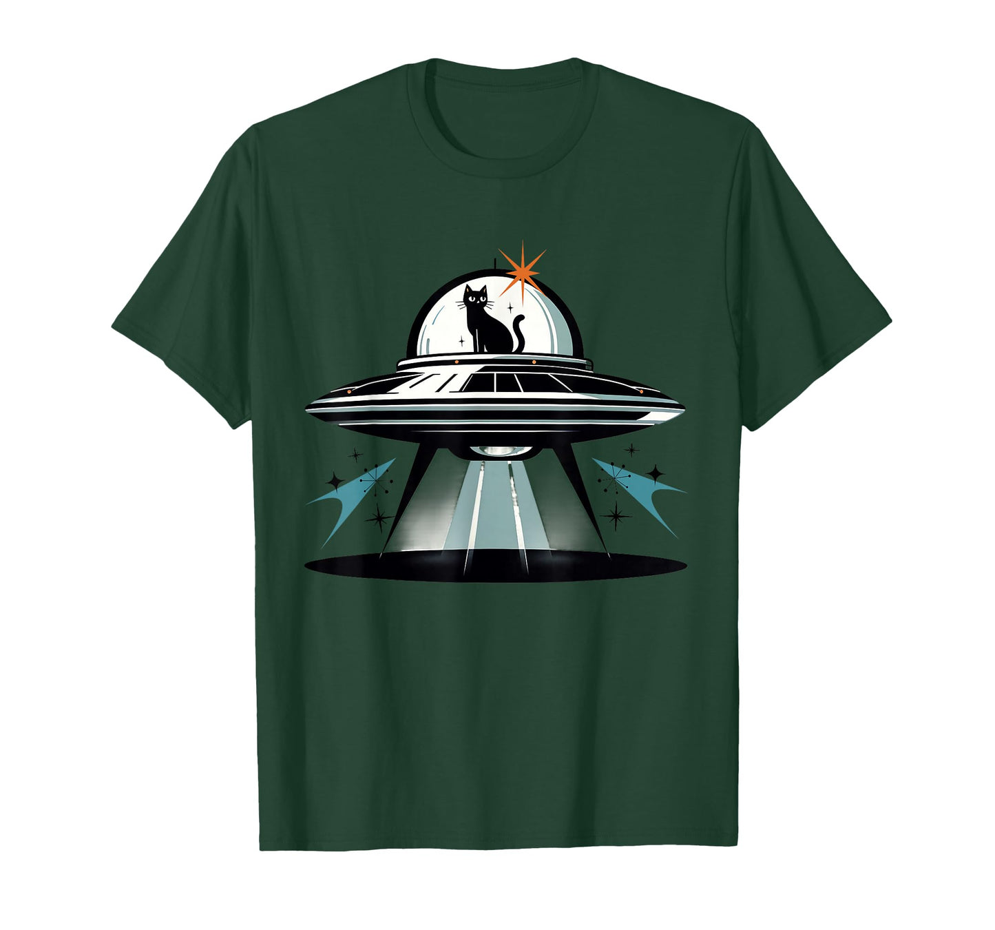 Midcentury Mid Century Cat Retro Atomic Age Space Capsule T-Shirt