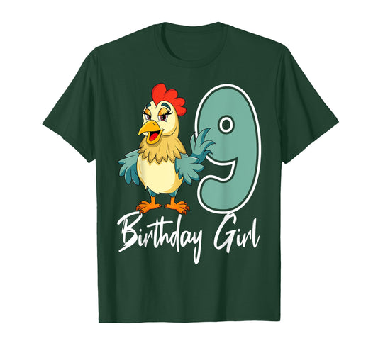 Chicken 9th Birthday Girl Barn Farm Party Chick Barnyard T-Shirt