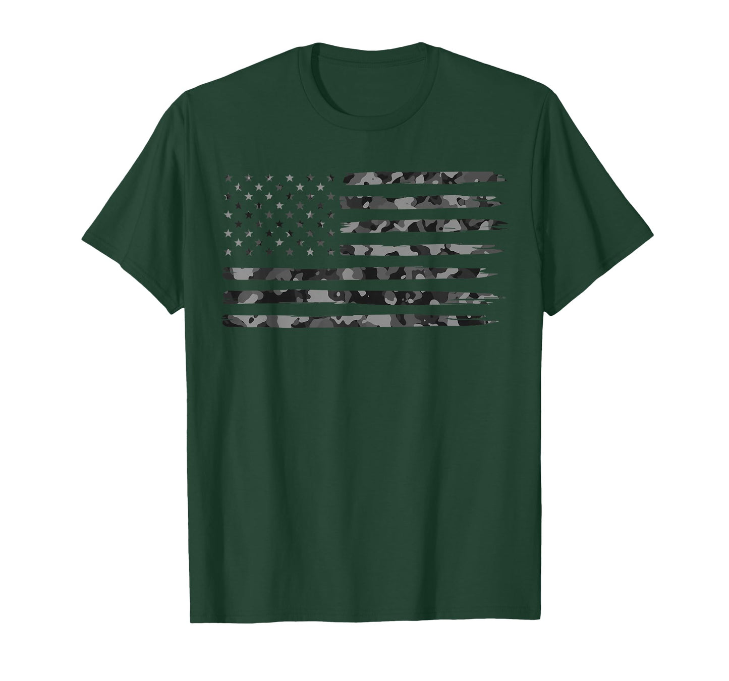 Grey Vintage Camo American Flag T-Shirt Small