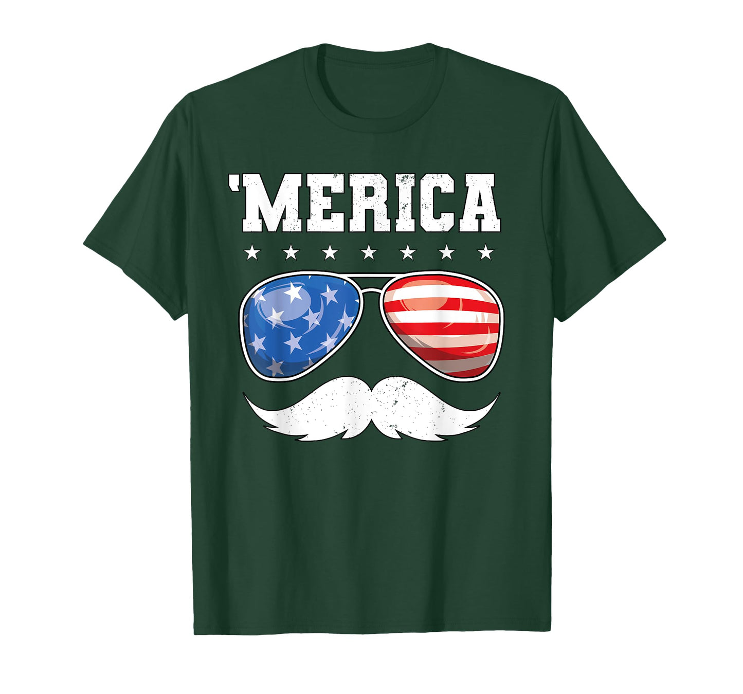4th of July T shirt Men Boys Mustache Sunglasses USA Flag T-Shirt