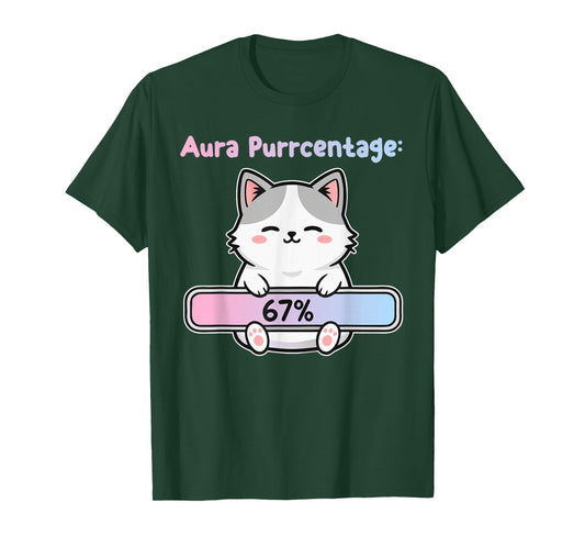 67 Funny Cat Aura Energy at Six Seven Meme Gen Z Alpha T-Shirt